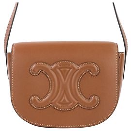 Céline Bolsa de Ombro de Couro Triomphe Folco da Celine Marrom