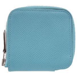 Hermès Hermes Azap Silkin Compact Mini Coin Case Blue