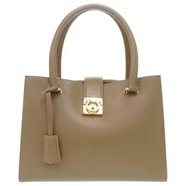 Salvatore Ferragamo Leather Handbag Brown Red Brown Red
