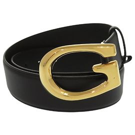 Cinto de couro e metal com fivela G preta da Gucci Preto