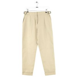 Maison Ullens Ecru Leather Straight Pants Cream