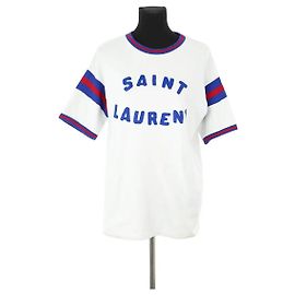 Saint Laurent Camiseta blanca de algodón Blanco