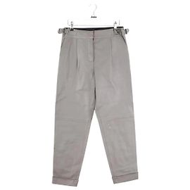 Maison Ullens Graue Leder Slim-Hosen Grau