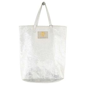 Roberto Cavalli Silberne Leder-Tasche Silber