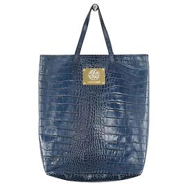 Roberto Cavalli Cabas en cuir marine Bleu Marine