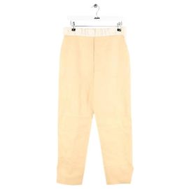 Maison Ullens Beige Leder Gerade Hose Beige