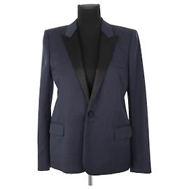 Saint Laurent Marineblauer Wollblazer Marineblau