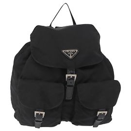 Prada Rucksack mit doppelter Fronttasche Tessuto Medium Schwarz