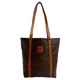 Céline Borsa tote in pelle Celine Macadam Blason Triomphe Logo Marrone