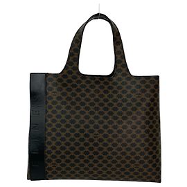 Céline Bolsa de couro Celine Macadam Blason Triomphe Marrom Preto