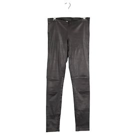 Maje Black leather slim pants Black