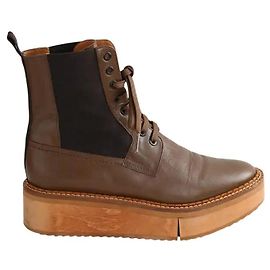 Robert Clergerie Brown leather lace-up boots Brown