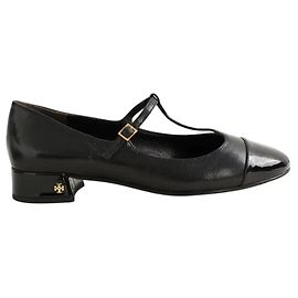 Tory Burch Black leather ballerinas Black
