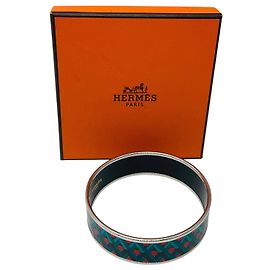 Hermès Hermes Blue / Red Multi Geometric Pattern Print Enamel Bangle Bracelet Multiple colors