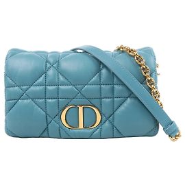 Bolsa de ombro de couro Macrocannage Caro da Dior em azul Azul