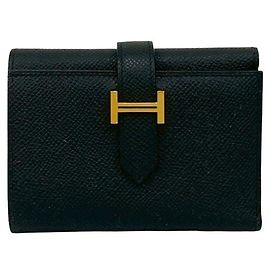 Hermès Bearn Epsom Leder Tri-Fold Geldbörse Schwarz