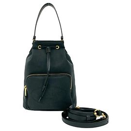 Prada Logo Canvas and Leather Handbag Black