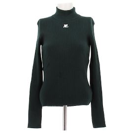 Courreges Pull vert foncé col roulé en laine Vert