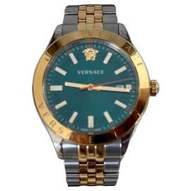 Relógio Versace em aço inoxidável e ouro Prata Dourado Gold hardware