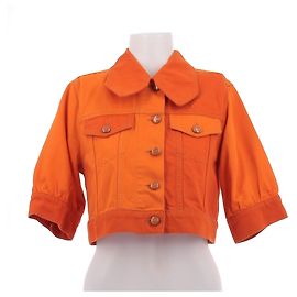 Ganni Orange cropped Jeansjacke Orange