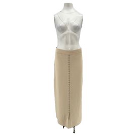 Altuzarra Victoria Secret Langer Beiger Rock mit Knopfdetails Beige