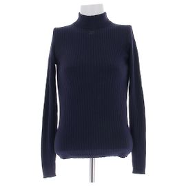 Courreges Pull marine col roulé en laine Bleu Marine