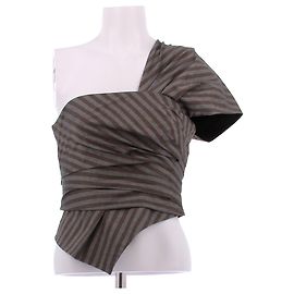 Tory Burch Bustier marron et gris à rayures Brown