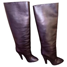 Saint Laurent leather knee-high boots Black