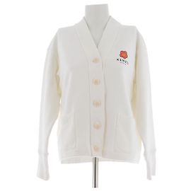 Kenzo Weißer Baumwollcardigan mit Druck Weiß