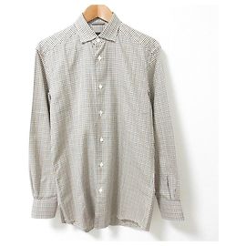 Camicia a maniche lunghe a quadri Ermenegildo Zegna Marrone