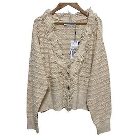 Autre Marque Giacca in tweed con frange tre punti Beige