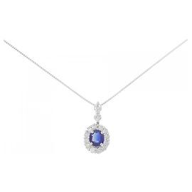Autre Marque Au750 Saphir-Diamant-Halskette Silber