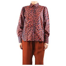 Ganni Red leopard print blouse - size UK 12 Red