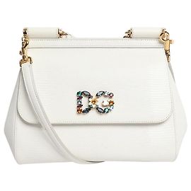 Dolce & Gabbana Weißer Handtasche mit Diamant-Logo Roh