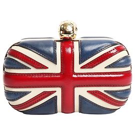 Alexander Mcqueen Blue Union Jack Skull clutch Blue