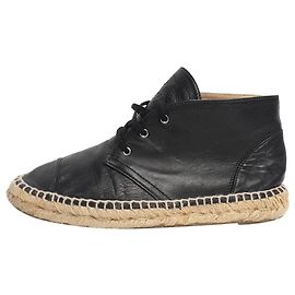 Chanel Black high top leather espadrilles - size EU 38 (UK 5) Black