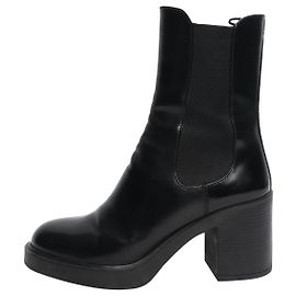 Prada Black leather ankle boots - size EU 38.5 Black