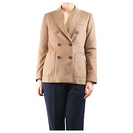 Max Mara Camel double-breasted cashmere jacket - size UK 8 Brown