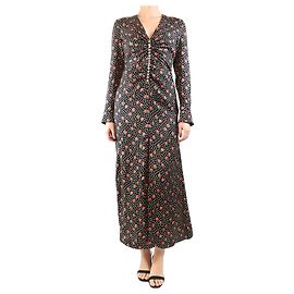 Miu Miu Schwarzes Maxikleid mit Blumen - Größe UK 8 Schwarz