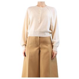 Free People Creme Henley Kaschmirpullover - Größe XS Roh