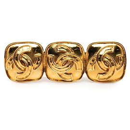 Broche Vintage Triple Coco Mark Plaqué Or de Chanel Doré