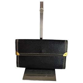 Louis Vuitton black leather wallet Black