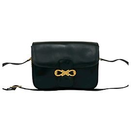 Céline Bolsa de Ombro Pochette em Couro Preto Celine Preto