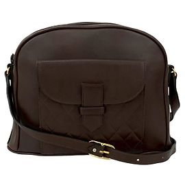 Bolsa de Ombro em Couro Matelassado Yves Saint Laurent Marrom