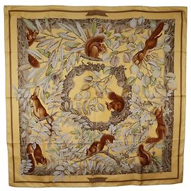 Lenço de seda Casse Noisette marrom Hermès 90 Marrom Bege