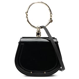 Sac à main Chloé Nile bracelet en cuir verni noir petit modèle Noir