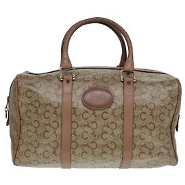 Céline Celine Vintage Macadam Boston bag Canvas and Leather Beige