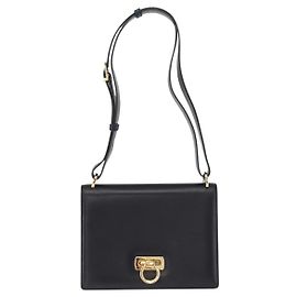 Borsa a Spalla Gancini in Pelle Salvatore Ferragamo Blu navy