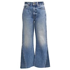 Khaite Layla High-Rise Flared Jeans aus blauer Baumwolle Blau