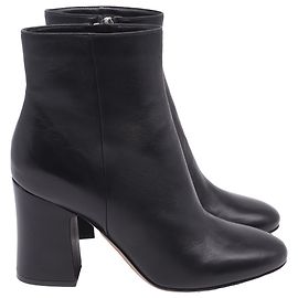 Botas de tornozelo de salto bloco com bico amendoado Gianvito Rossi em couro preto Preto